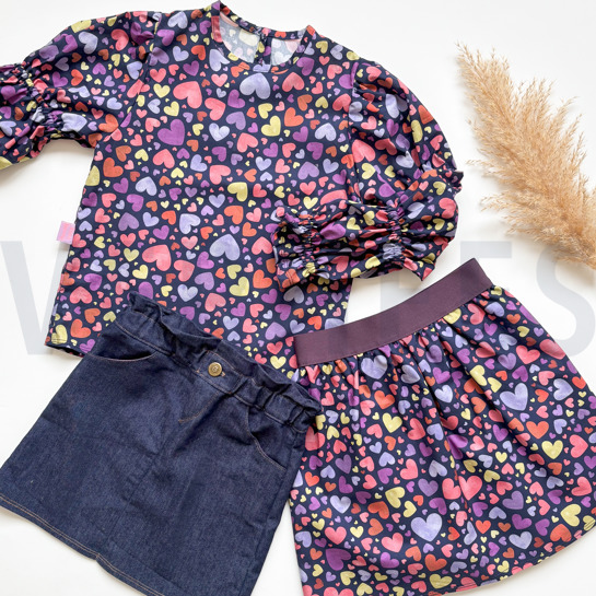 FINE POPLIN DIGITAL HEARTS NAVY #7